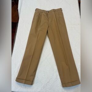 Brooks Brothers Advantage Chino Elliot Khaki Pants 32x30 Pleated Cuffed academia
